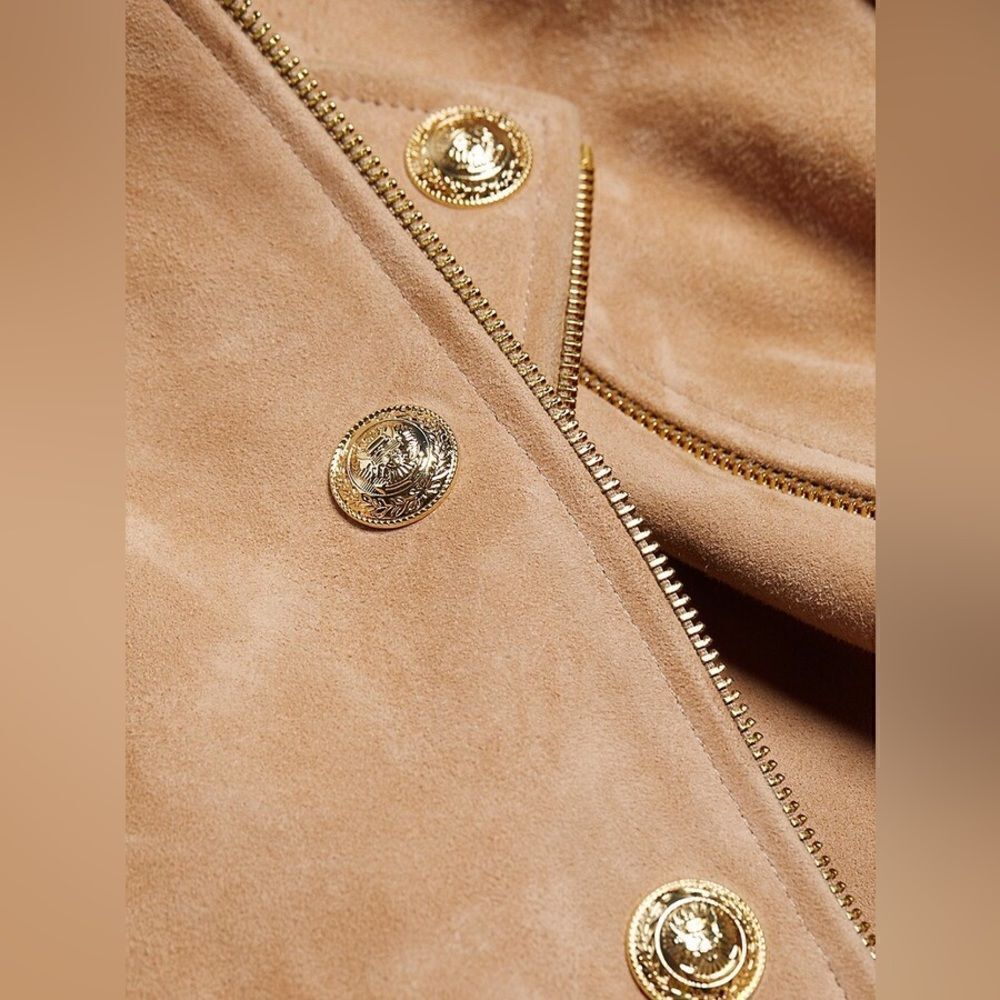 L’AGENCE $1595 Billie Belted Suede Biker Jacket in Capuccino Suede *miss… - Picture 5 of 14